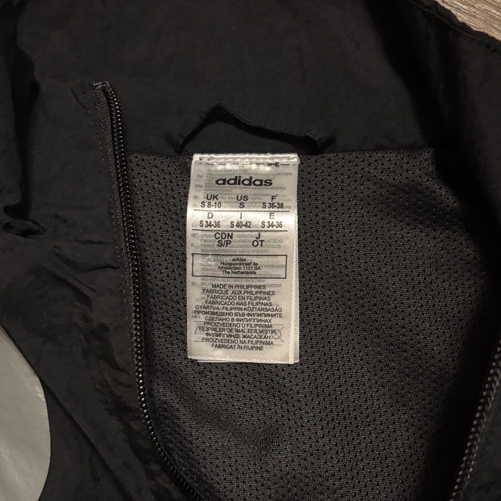 Adidas Women's Black Windbreaker with Red and Orange Accents - Picture 3 of 6